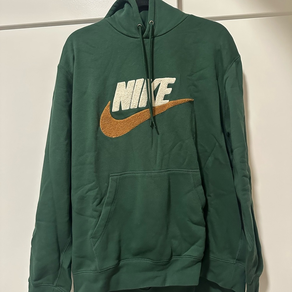 Nike Forest Green Hoodie with Corduroy Brown Swoosh